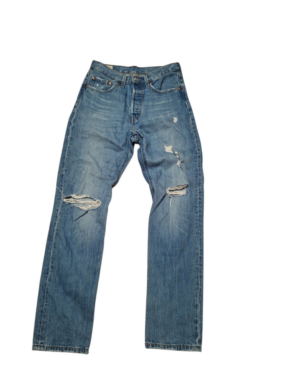 Levi's 501 Distressed Jeans W26 L30 Button Fly 100% cotton denim Preppy College